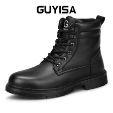 Image of Mens Waterproof Steel Toe cap Safety Boots Work Full Grain Leather New Boots Sz