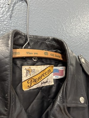 Vintage Schott NYC Perfecto 615 Black Leather Zip Jacket Men's