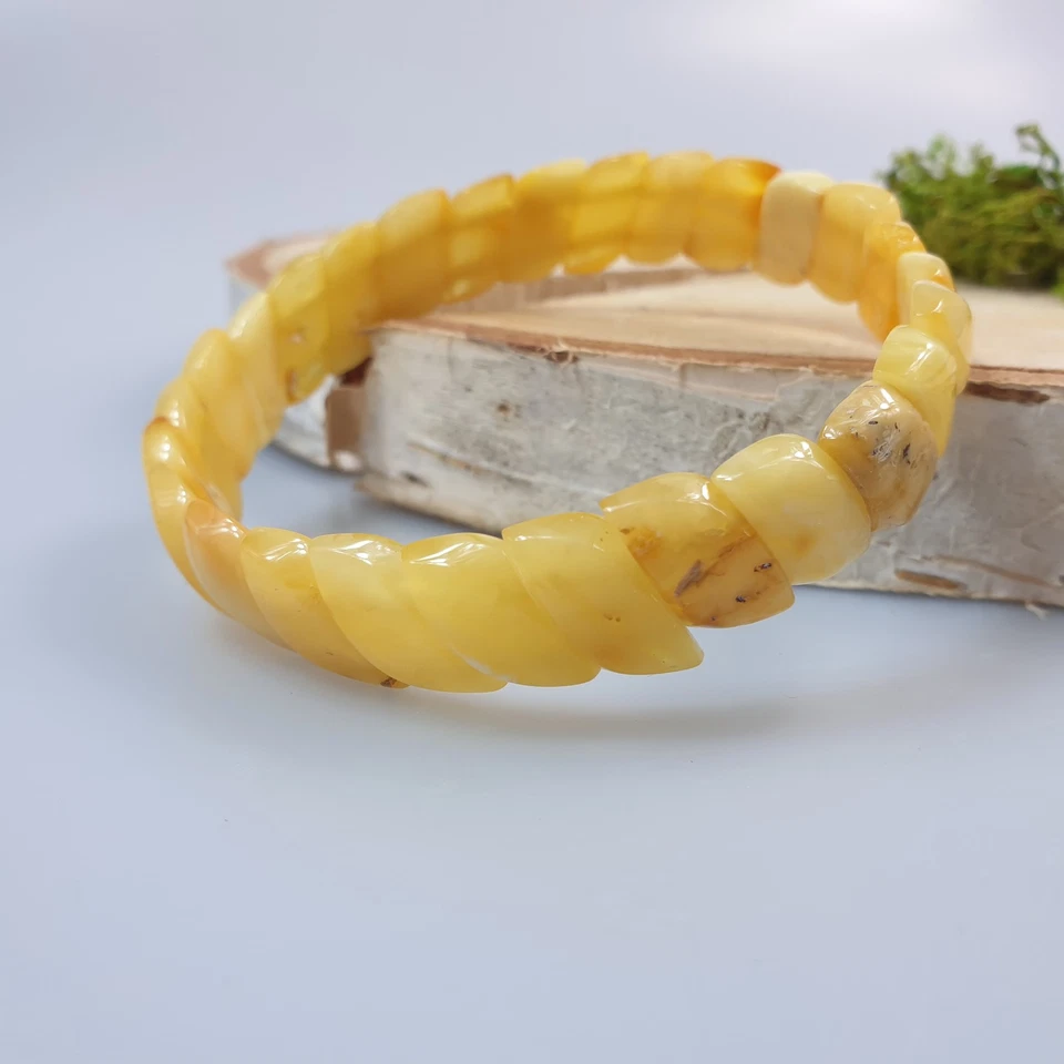 Bracelet d'ambre Perles d'ambre de la Baltique blanches Bracelet de pierres... - Photo 4/4