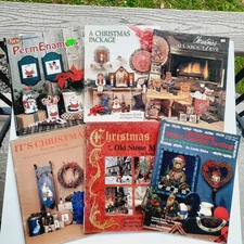 6 Vintage Christmas Tole Folk Painting Craft Pattern Books 80's 90's