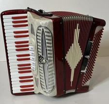 Pearl Red Castiglione Piano Accordion LM (41Key/120Bass) Italy w/ Case & Straps