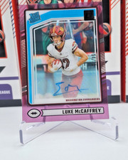2024 Panini Clearly Donruss Football Luke Mccaffrey Purple Auto /75 #80 RC