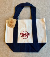 New Trader Joe's Blue Mini Canvas Reusable Tote Bag Limited Edition Blue