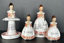 VINTAGE ENESCO PORCELAIN MOTHER IN KITCHEN PRAYER - 4PIECES