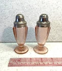 Pair (2) Jeannette "Floral" Pattern  Shakers Pink Depression Glass 4"