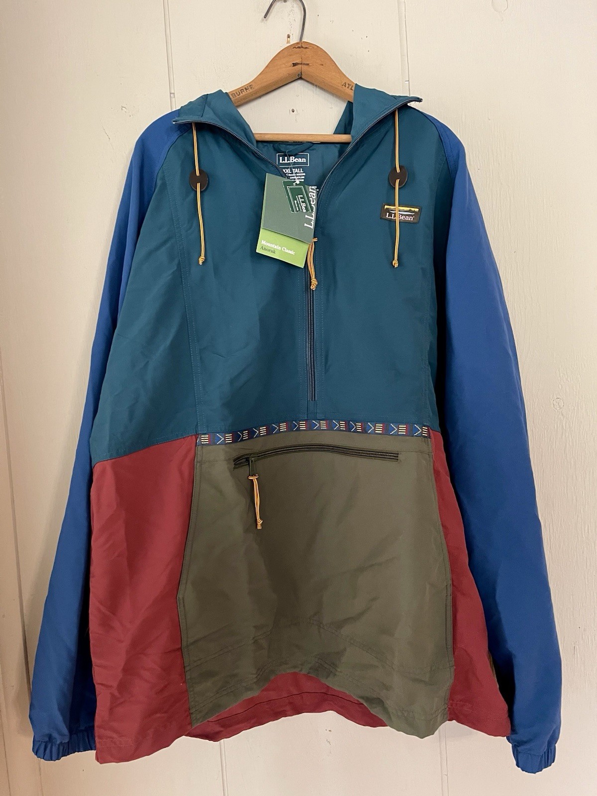 L.L.Bean Mountain Classic Multi Color Anorak Mens XXL Tall NWT
