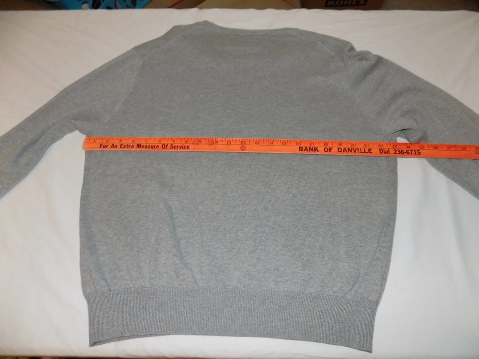 Suéter AMERICAN LIVING XL Gris Algodón Cuello en V Bordado Águila Bandera EE. UU. Ralph Foto 4 de 4