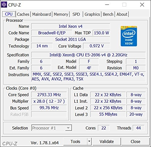 Intel Xeon E5-2699 V4 - 2.2 GHz 22-Core (SR2J0) Processor