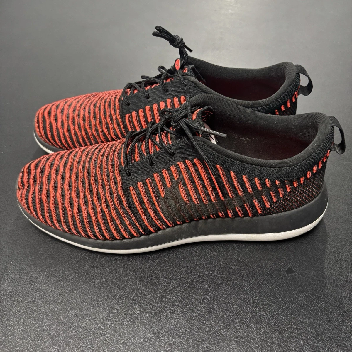 Nike Roshe Two Flyknit Black Bright Crimson for Sale 