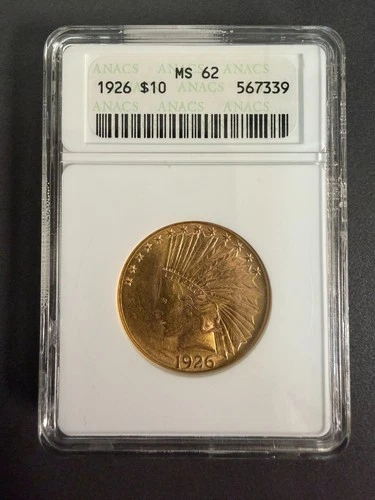 1926  $10 GOLD INDIAN EAGLE  PCGS  graded  MS62 US Gold Coin