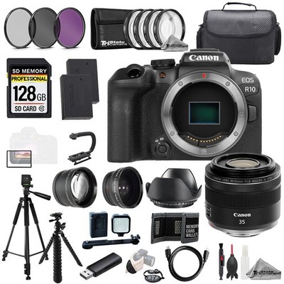 Canon EOS R10+ RF 35mm f/1.8 Macro IS STM Lens+128GB+ExtBat+9PCFltr-MEGAKit