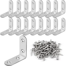 16 Pcs L Bracket Stainless Steel Corner Brace Sets, 90 Degree Right Angle Bracke