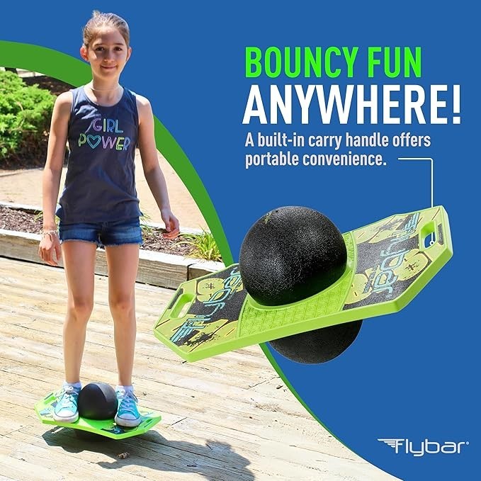 Flybar Pogo Trick Ball – Balance Bounce Board for Kids 6+, Pump Included