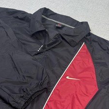 Nike Vintage 90s Windbreaker Jacket Mens L Black Red Colorblock Zip Lightweight