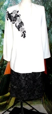 COCKTAIL  BEADED SKIRT SUIT SEPARATE  BLACK /WHITE 14/MED.