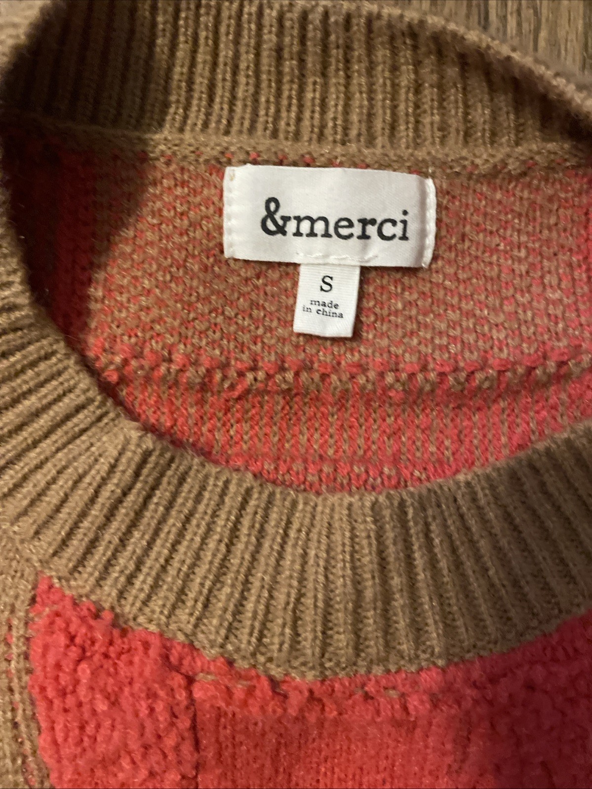 Checkered Patchwork Knit Sweater Small Warm Patch… - image 9