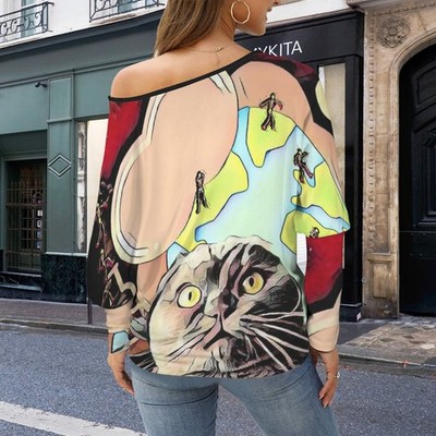 Humans Scare Me Off Shoulder Sweater by RHU Romantic Healthy you