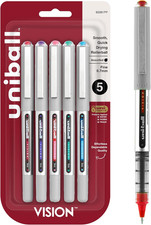 Uni-Ball 60381PP Vision Rollerball Pens, Fine Point 0.7Mm , Fashion Colors, 5 C