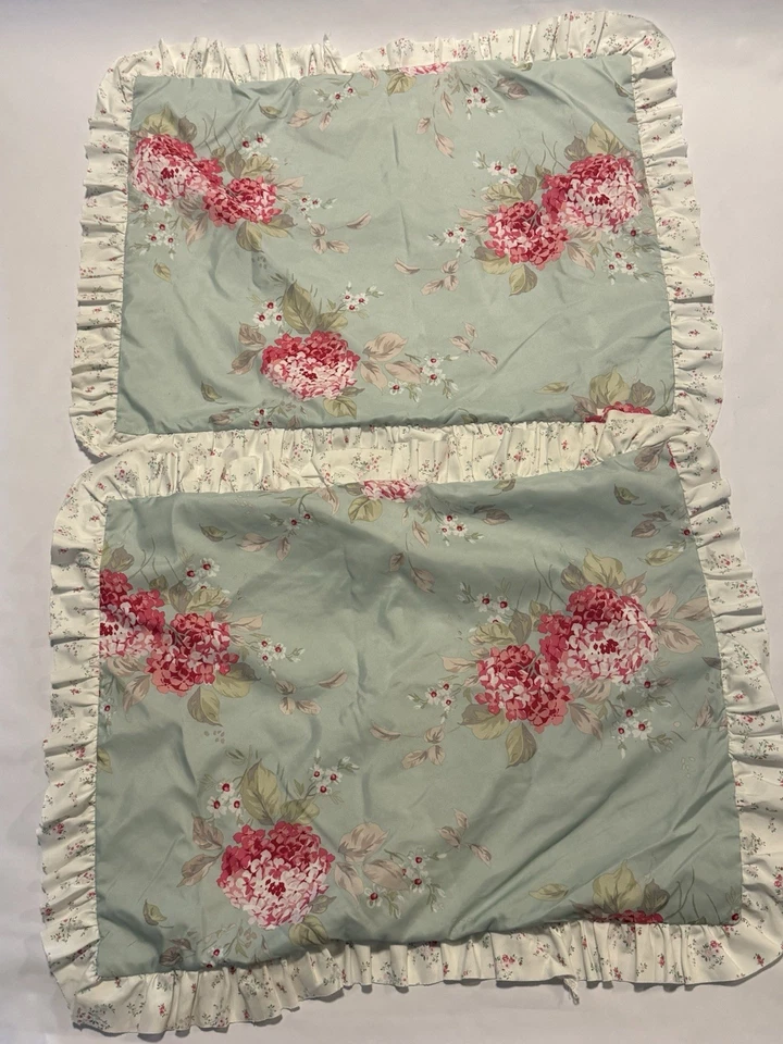 Edredón Completo Simply Shabby Chic Belle Hortensia 2 Fundas Usado en Excelente Condición Azul Blanco Rosa Foto 3 de 4