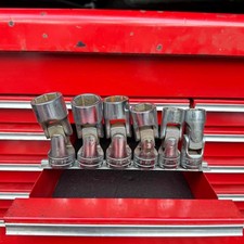 Vintage Snap-on 6 Pc 12 Drive Swivel Flex Socket Set - 6 Point - Su18 - Su28