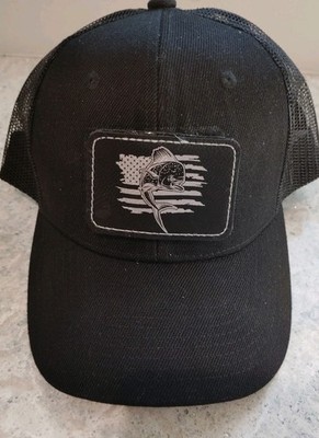 Mahi Dolphin Flag Gun Leatherette Laser Engraved Patch Hat Snapback