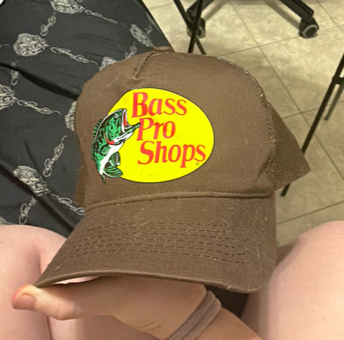 Bass Pro Shops Brown Mesh Back Trucker Hat Adjustable Logo Fish Fishing Cap