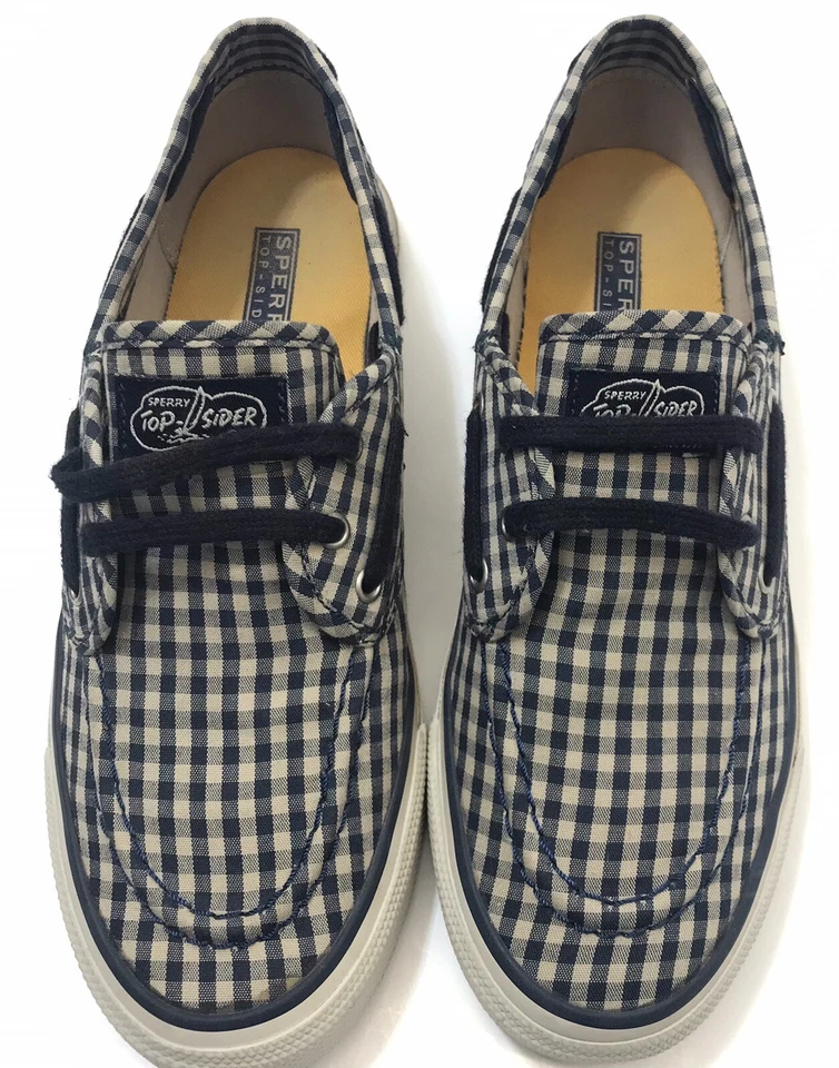 Sperry Top Sider Blue Tan Check Plaid Lace Up Shoe 6.5M Women Sneakers Comfy - Image 3 of 4