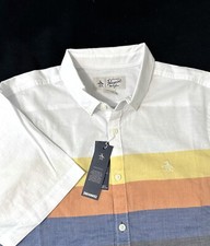 New Original Penguin Men's Color Block Stripe S/S Shirt Size L, 50 Off MSRP