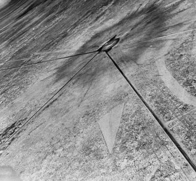The scorch marks blast wave desert floor around site shot tower whe- Old Photo