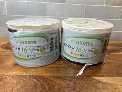 100 RITEK RIDATA Blank 16X DVD-R White Inkjet Printable 4.7GB Media Disc (2x50)