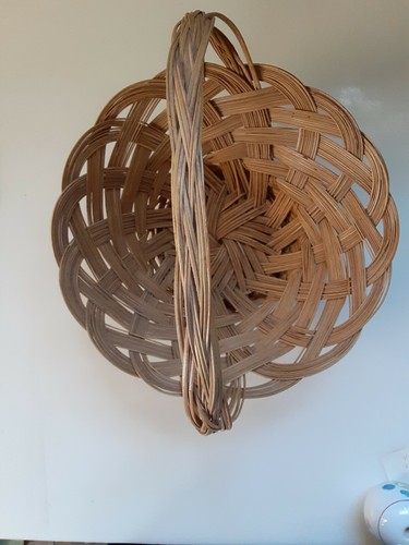 Vintage Boho Woven Wicker basket carry on tote Bohemian Farm Artisan floral - Picture 5 of 10