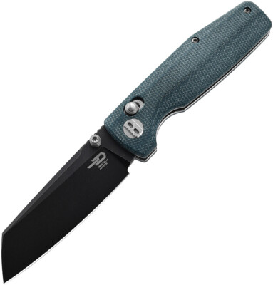Bestech Knives Slasher Knife Axis Lock Blue Micarta Folding Black D2 Steel