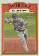 2021 Topps Heritage Baseball Javier Baez In Action Cubs Card #52 {Box 22 D1}