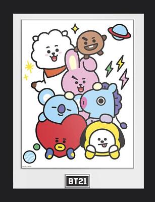 BT21 Charaktere gerahmtes Bild Anime K-Pop Koya Shooky Merch Mang Chimmy Tata 