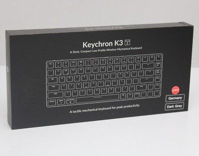 Keychron K3 Version 2 - K3E3 QWERTZ DE Mechanische RGB Tastatur, Dunkelgrau