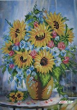 Bead Embroidery Kit Sunflowers DIY Beaded Needlepoint Beaded Stitching a5-d-501