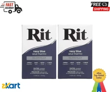 Rit All Purpose Powder Dye 1-1/8 oz Fabric Clothes Wood Crafts Navy Blue, 2 Pack