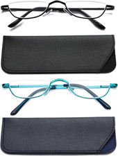Vintage Alloy Half Moon Reading Glasses Women Men Slim Half Frame Lens 2.5 2Pk
