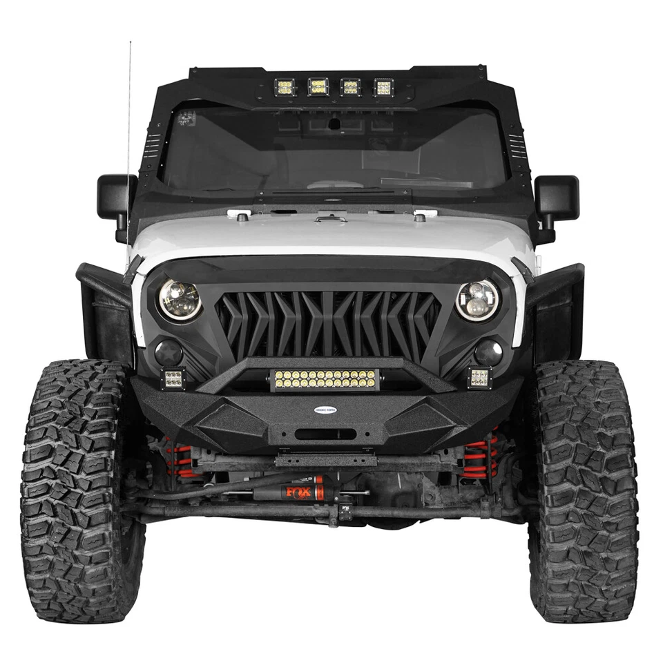 Hooke Road Front or Rear Bumper w/ Led Lights for Jeep Wrangler JK 2007-2018 Foto 3 de 4
