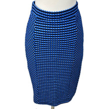 Maeve Anthropologie NEW Blue Black Textured Knit Pencil Skirt Size XS Career