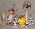 Lot of 7 vintage TENNIS ornaments Hallmark Keepsake '88 Santa, '93 Vixen, Racket — photo 8