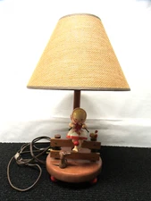 Vintage Kids' Wooden Lamp Made By Nursery Plastics USA 1969  See Specs!!