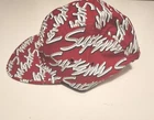 Casquette cam logo écriture signature rouge suprême Ss19h67 