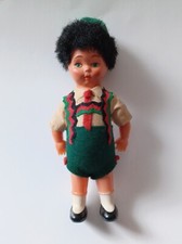 Vintage Celluloid Doll Switzerland Hungary Swiss Green Felt Hat 6" Doll