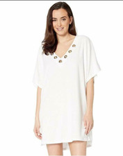 MICHAEL MICHAEL KORS Grommet Tunic Swim Cover-Up MM3Q702 White M/L NWT 98