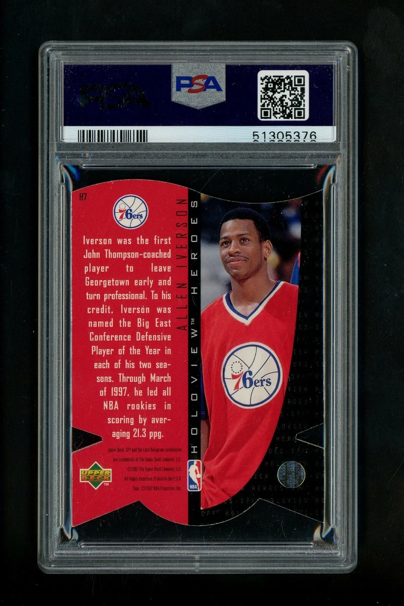 1997 Allen Iverson SPx basketball card PSA 9 Mint #H7 Phila 76ers