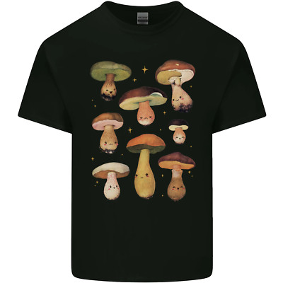 Mushroom Faces Foraging Mycology Herren Baumwolle T-Shirt Tee Oberteil
