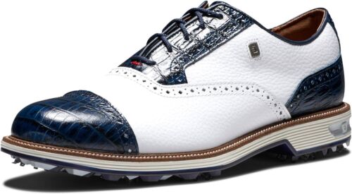 FootJoy Premiere Series Tarlow Waterproof Golf Shoes - White/Blue Size 7
