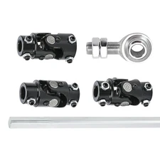 Steering Box Black U Joint 36" Steel Steering Shaft + 3/4" Support Bearing GM 