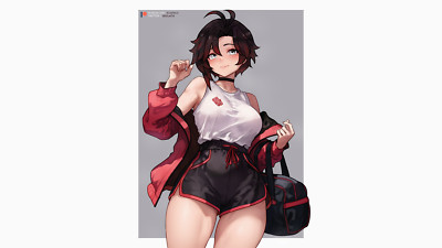 Anime bluefield rwby ruby rose short hair dark blushing Playmat Gaming Mat Desk